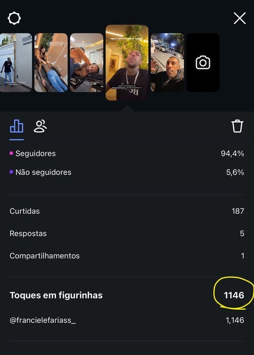 Print dos Stories com 1.146 toques na figurinha